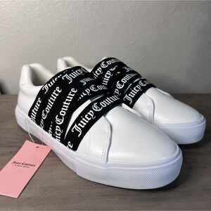 Juicy Couture Carrie‎ Sneakers 6.5 Slip-On Logo Band White Black NWT No Box